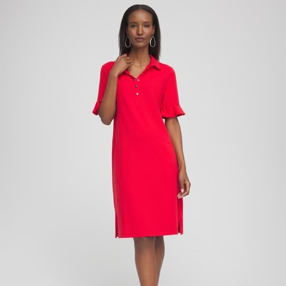 Chico's Dresses & Skirts - Chico’s Zenergy UPF Ruffle Sleeve Polo Dress Size 3 EUC